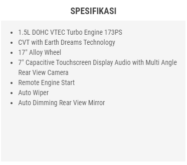 Spek Civic Turbo Baru